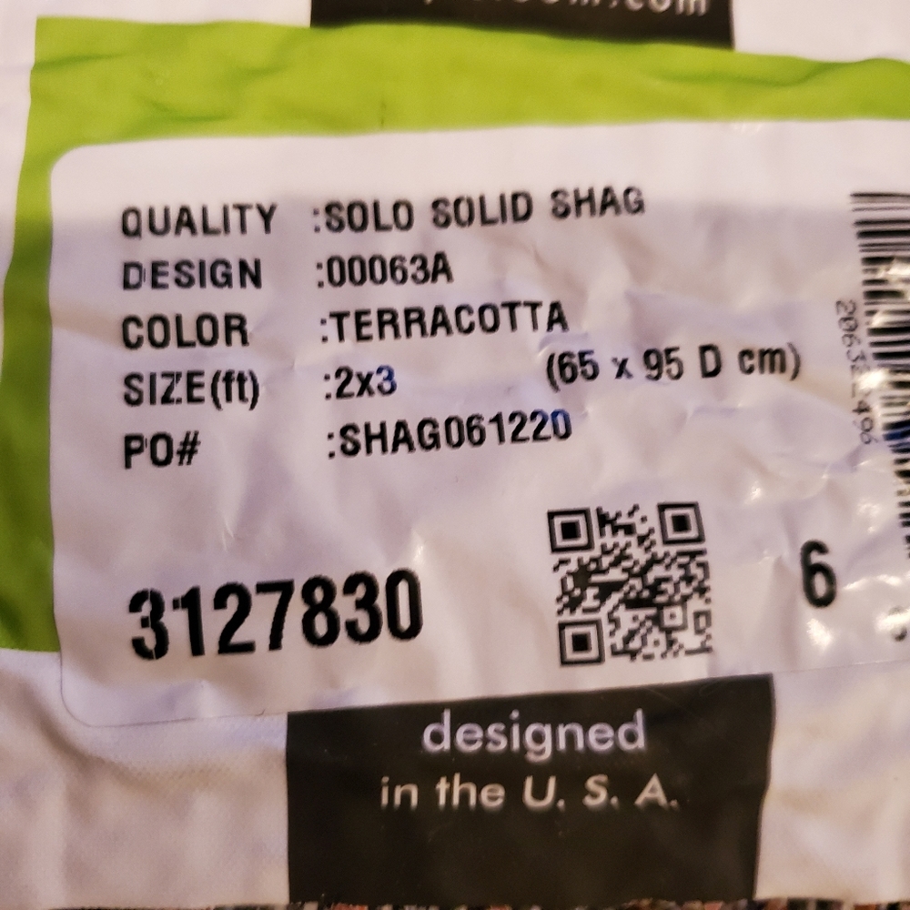 Terracotta Solid Shag Rug 2'2x3 - Picture 3 of 5